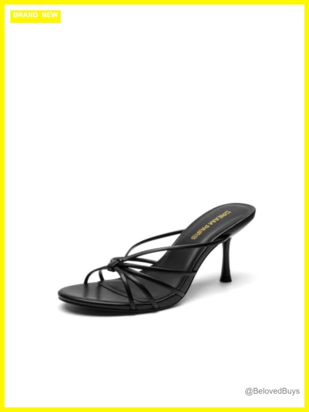 Women's Kitten Heel Strappy Slide Sandals Faux Leather Open Toe Mule